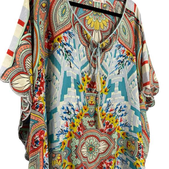 Johnny Was Dandridge Poncho Caftan Silk Dress Size Large. - Picture 5 of 7